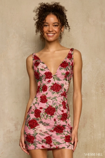 Sherri Hill 58255 $1 Candy Pink Print frontface vertical thumbnail
