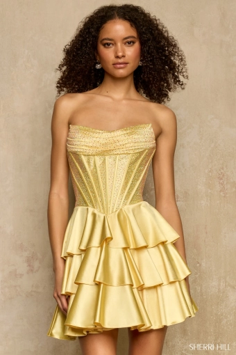 Sherri Hill 58266 $1 Light Yellow frontface vertical thumbnail