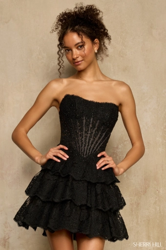 Sherri Hill 58274 $1 Black frontface vertical thumbnail