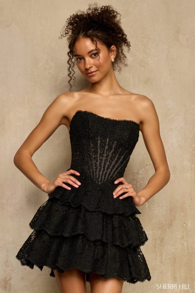 Sherri Hill 58274 #1 Black frontface vertical picture
