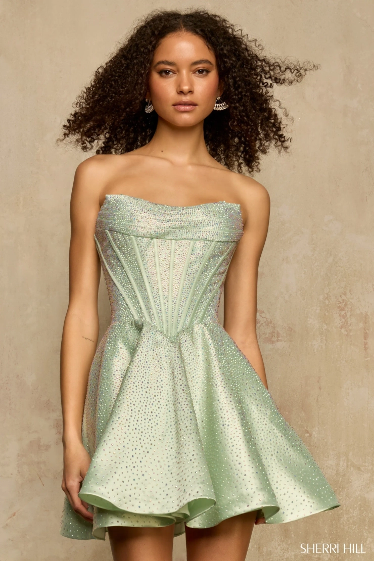 Sherri Hill 58328 #1 Sage frontface vertical picture