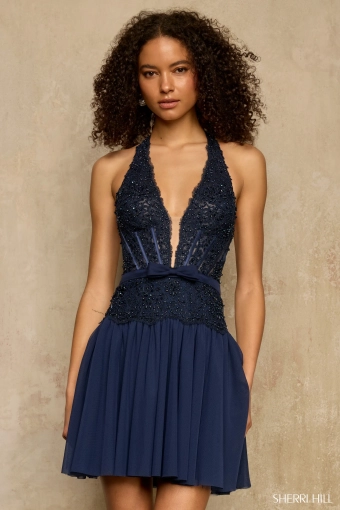 Sherri Hill 58335 $0 default Navy frontface vertical thumbnail