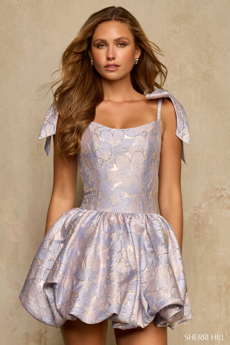 Sherri Hill 58363 #1 Light Blue/Pink Print frontface vertical picture