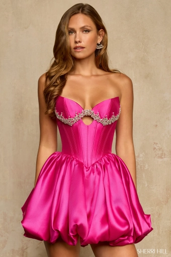 Sherri Hill 58403 $1 Fuchsia frontface vertical thumbnail