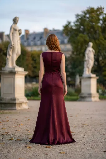 Morilee Style #3030037 Asymmetrically Draped Boat Neck Satin Fit and Flare Bridesmaid Dress #1 default backface vertical thumbnail