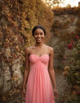 Morilee Style #3030038 Ruched Strapless Sweetheart Empire Waist Bridesmaid Dress with Neck Scarf #2 frontface vertical cropped thumbnail