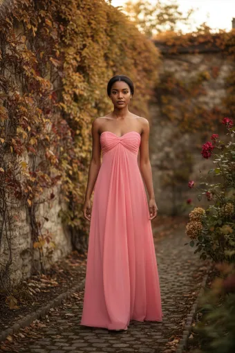 Morilee Style #3030038 Ruched Strapless Sweetheart Empire Waist Bridesmaid Dress with Neck Scarf #0 default frontface vertical thumbnail