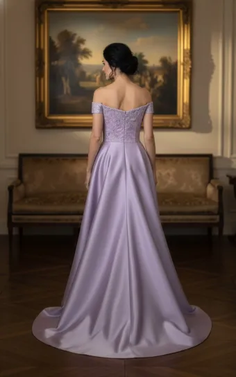MLNY Style #2070056 Sweetheart Lace Sheath Evening Gown with Detachable Mikado Skirt #3 backface vertical thumbnail
