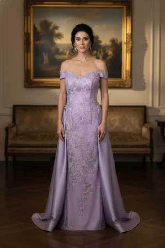 MLNY Style #2070056 Sweetheart Lace Sheath Evening Gown with Detachable Mikado Skirt #1 frontface vertical thumbnail