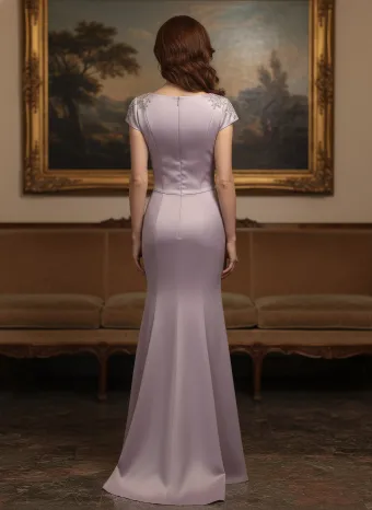 MLNY Style #2070061 Beaded Lace Appliqué Satin Mermaid Evening Gown #1 default backface vertical thumbnail