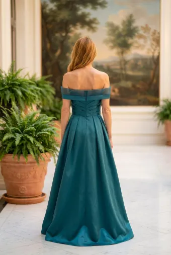 MLNY Style #2070065 Strapless Beaded Scoop Neck Mikado Ball Gown Evening Gown #3 backface vertical thumbnail