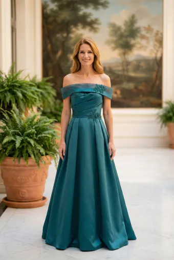MLNY Style #2070065 Strapless Beaded Scoop Neck Mikado Ball Gown Evening Gown #0 default frontface vertical thumbnail