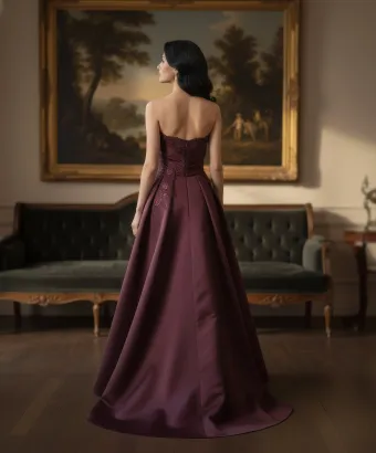 MLNY Style #2070065 Strapless Beaded Scoop Neck Mikado Ball Gown Evening Gown #2 default backface vertical thumbnail