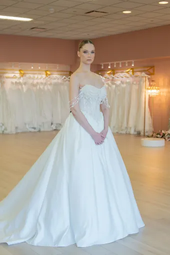Jana Ann Couture Style #26178 Enchanting Off-The-Shoulder Ballgown With Cascading Pearl Drapes #0 default frontface vertical thumbnail