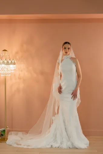 Jana Ann Couture Style #26197 Timeless High Halter Lace Gown With A Graceful Flared Train #4 frontface vertical thumbnail