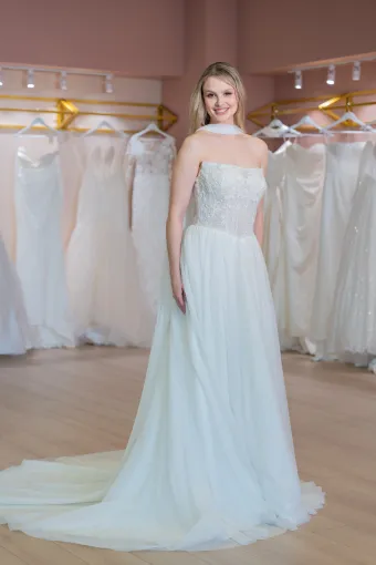 Jana Ann Couture Style #26199 Dreamy Strapless Beaded Corset Ballgown With Light Silk-Tulle Skirt #0 default frontface vertical thumbnail