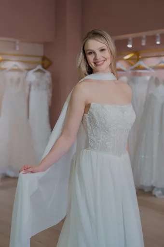 Jana Ann Couture Style #26199 Dreamy Strapless Beaded Corset Ballgown With Light Silk-Tulle Skirt #3 frontface vertical cropped thumbnail