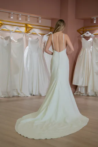 Jana Ann Couture Style #26200 Effortlessly Chic V-Neck Crepe Gown #1 default backface vertical thumbnail