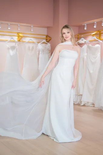 Jana Ann Couture Style #26204 Minimalist Crepe Column Gown #5 frontface vertical thumbnail