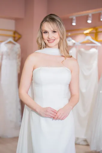 Jana Ann Couture Style #26204 Minimalist Crepe Column Gown #8 frontface vertical cropped thumbnail
