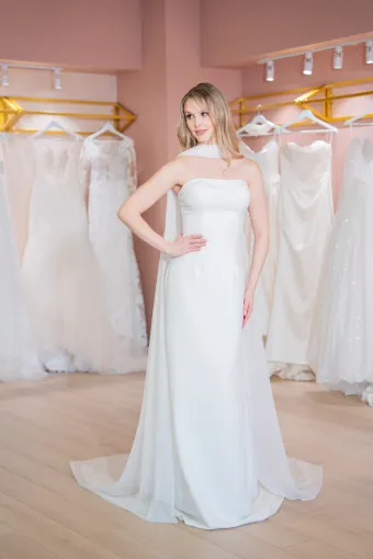 Jana Ann Couture Style #26204 Minimalist Crepe Column Gown #2 frontface vertical thumbnail