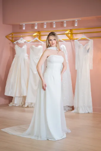 Jana Ann Couture Style #26204 Minimalist Crepe Column Gown #4 frontface vertical thumbnail