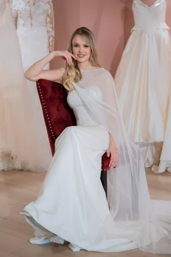 Jana Ann Couture Style #26204 Minimalist Crepe Column Gown #6 frontface vertical thumbnail