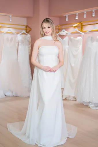 Jana Ann Couture Style #26204 Minimalist Crepe Column Gown #0 default frontface vertical thumbnail