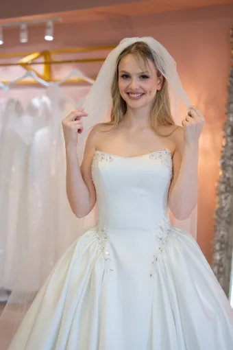 Jana Ann Couture Style #26207 Graceful Mikado Ballgown With Crystal-Kissed Scoop Neckline And Sweeping Train #7 frontface vertical cropped thumbnail