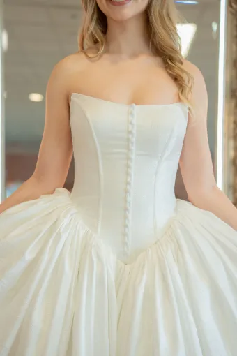 Jana Ann Couture Style #26209 Fairytale Strapless Ballgown With Buttoned Basque Bodice #3 frontface vertical cropped thumbnail