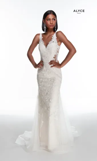 Alyce Paris 7017  Mermaid Wedding Gown with Lace Appliques #1 frontface vertical thumbnail