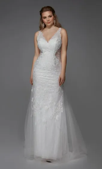 Alyce Paris 7017  Mermaid Wedding Gown with Lace Appliques #7 frontface vertical thumbnail