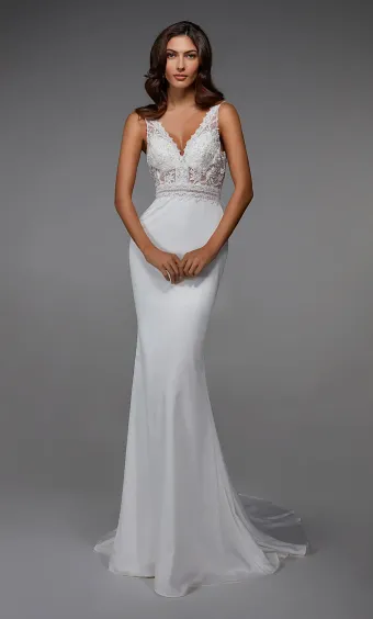 Alyce Paris 7025  Lace Mermaid Wedding Dress with V-Neck #1 frontface vertical thumbnail