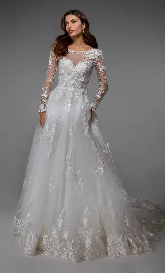 Alyce Paris 7046  Girl's Floral Applique Ballgown | Enchanting Special Occasion Gown #3 frontface vertical thumbnail