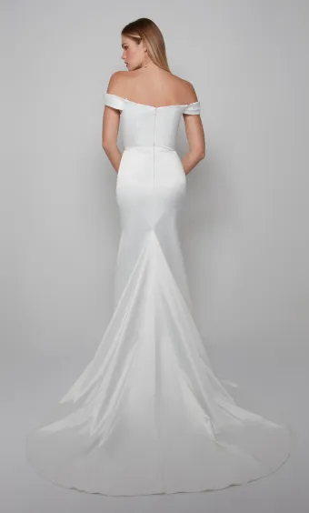 Alyce Paris 7064  Trumpet Off-shoulder Bridal Gown with Train #14 backface vertical thumbnail