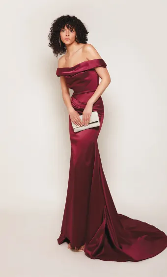 Alyce Paris 7064  Trumpet Off-shoulder Bridal Gown with Train #4 frontface vertical thumbnail