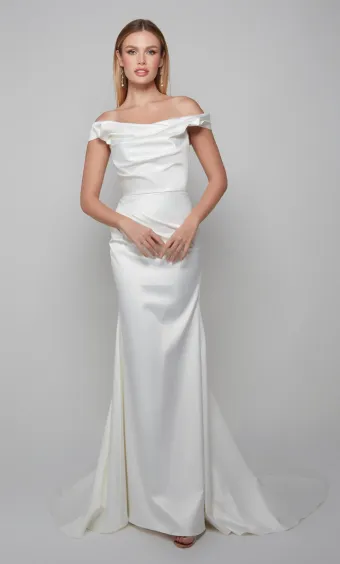 Alyce Paris 7064  Trumpet Off-shoulder Bridal Gown with Train #2 frontface vertical thumbnail