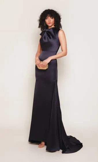 Alyce Paris 7067  High Neck Trumpet Wedding Dress with Bow Detail #3 frontface vertical thumbnail