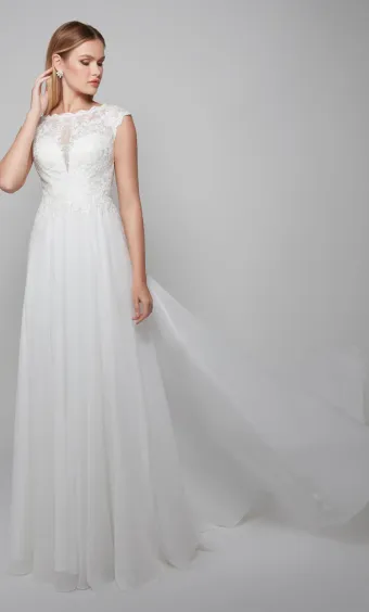 Alyce Paris 7073  A-Line Wedding Dress with Lace Illusion Bodice #6 frontface vertical thumbnail
