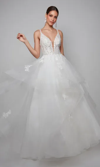 Alyce Paris 7080  Embellished Bodice Tulle Ballgown Wedding Dress #9 frontface vertical thumbnail