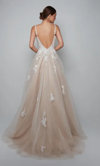 Alyce Paris 7084  A-line Wedding Dress with Sweetheart Neckline and Appliques #5 backface vertical thumbnail