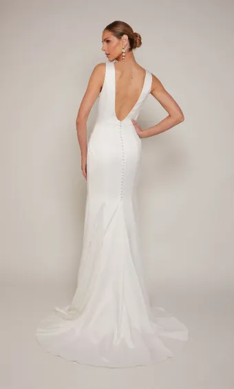 Alyce Paris 7092  Trumpet Wedding Dress with Plunging Neckline & Slit #3 backface vertical thumbnail