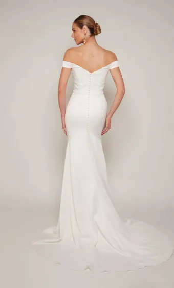 Alyce Paris 7098  Sweetheart Off-shoulder Fit-and-Flare Wedding Dress #8 backface vertical thumbnail