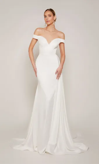 Alyce Paris 7098  Sweetheart Off-shoulder Fit-and-Flare Wedding Dress #1 frontface vertical thumbnail
