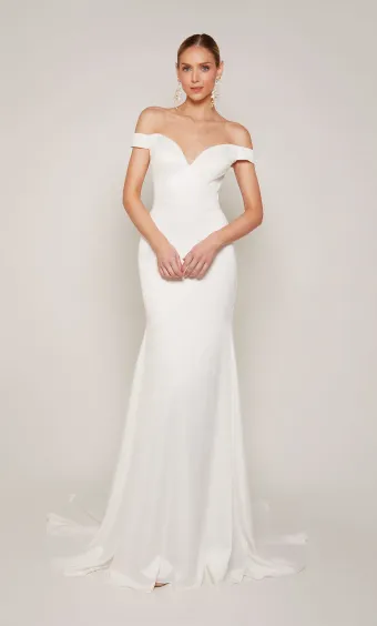 Alyce Paris 7098  Sweetheart Off-shoulder Fit-and-Flare Wedding Dress #4 frontface vertical thumbnail
