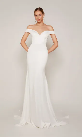 Alyce Paris 7098  Sweetheart Off-shoulder Fit-and-Flare Wedding Dress #2 frontface vertical thumbnail