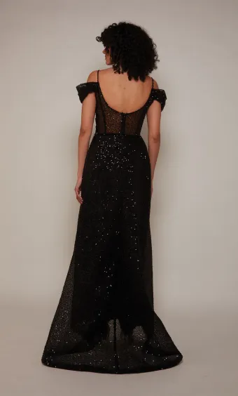 Alyce Paris 7101  Sequined Off-Shoulder Wedding Dress with Train #5 backface vertical thumbnail