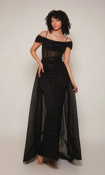 Alyce Paris 7101  Sequined Off-Shoulder Wedding Dress with Train #2 frontface vertical thumbnail