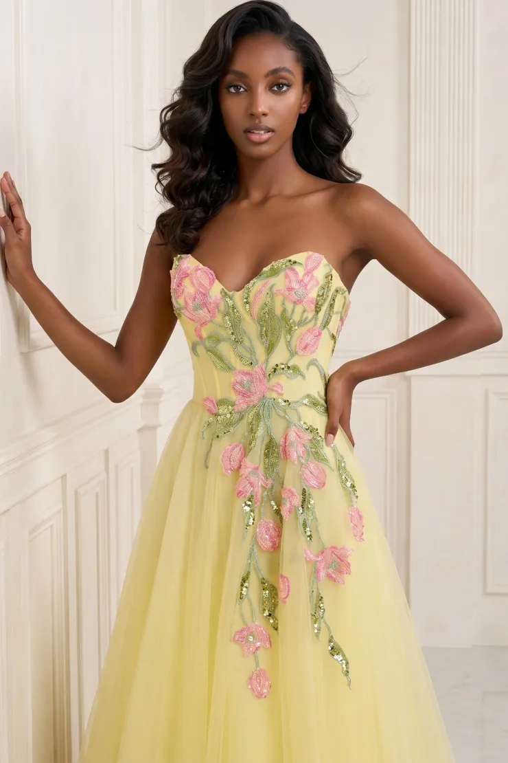 Colette by Daphne Style #CL2876 #4 Yellow/Multi frontface vertical cropped picture