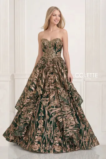 Colette by Daphne Style #CL3006 #5 Hunter Green/Gold frontface vertical thumbnail